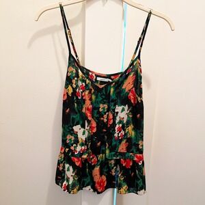 Kimchi Blue Floral Ruffle Top Small‎ Sleeveless Tropical Green Multicolor Summer